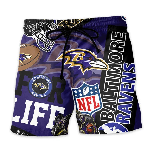 [SPECIAL OFFER] NEW CUSTOMIZED NFL28 BTR BALTIMORE RAVENS UNISEX HAWAIIAN SHIRT & SHORTS SET