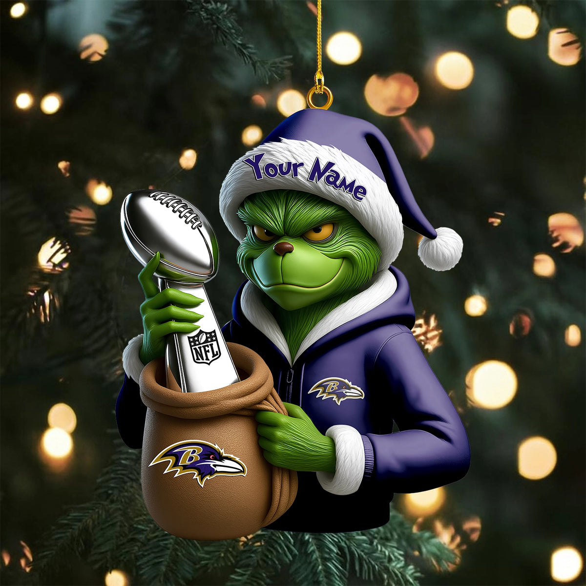[SPECIAL OFFER] NEW CUSTOMIZED NFL28 BTR BALTIMORE RAVENS CHRISTMAS ACRYLIC ORNAMENT
