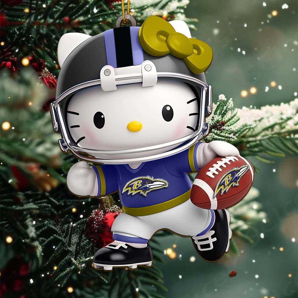 [SPECIAL OFFER] NEW CUSTOMIZED NFL28 BTR BALTIMORE RAVENS HELLO KITTY ACRYLIC ORNAMENT