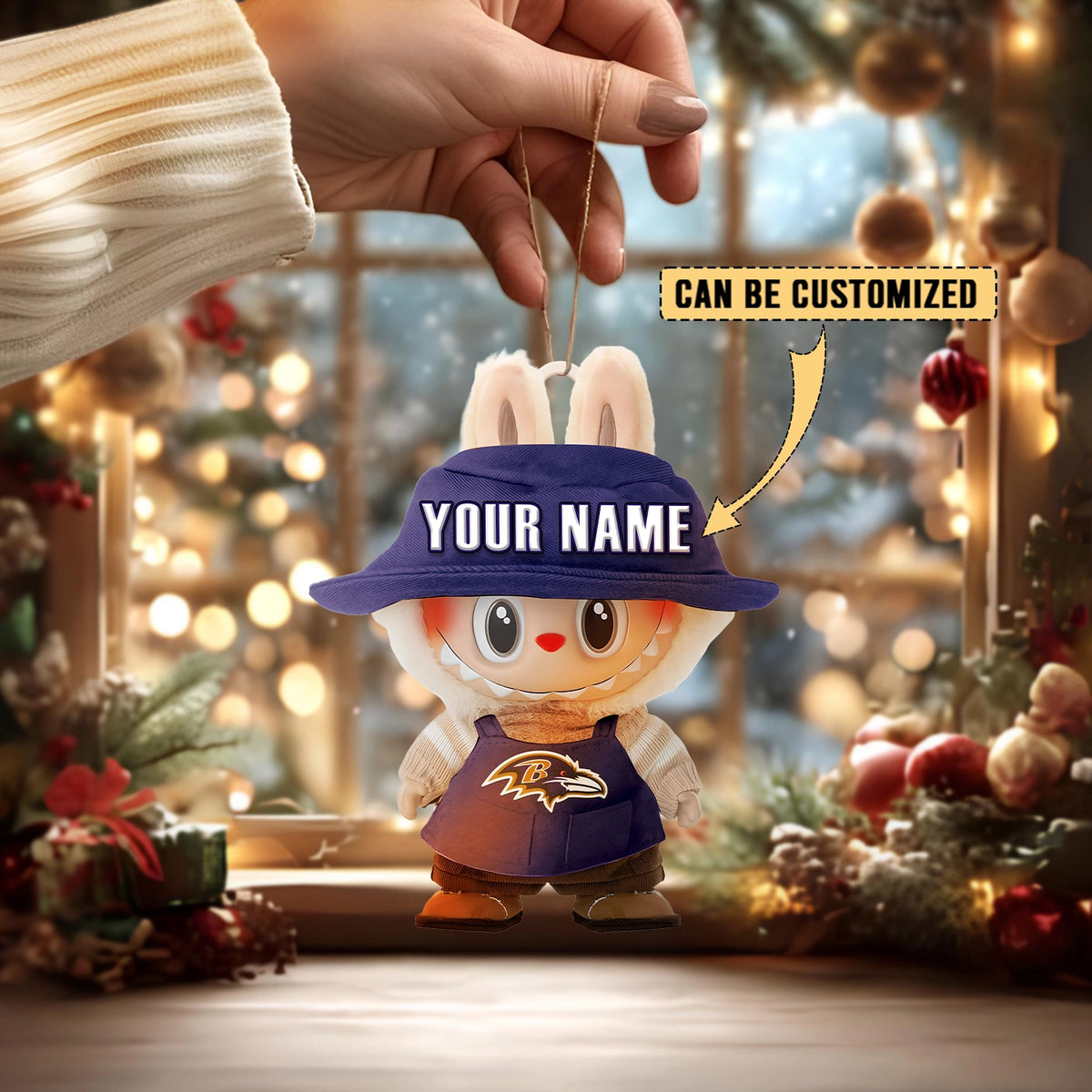 [SPECIAL OFFER] NEW CUSTOMIZED NFL28 BTR BALTIMORE RAVENS LABUBU CHRISTMAS ACRYLIC ORNAMENT