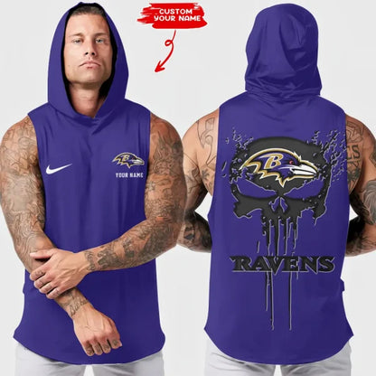 [SPECIAL OFFER] NEW CUSTOMIZED NFL28 BTR BALTIMORE RAVENS HOODED TANK TOP