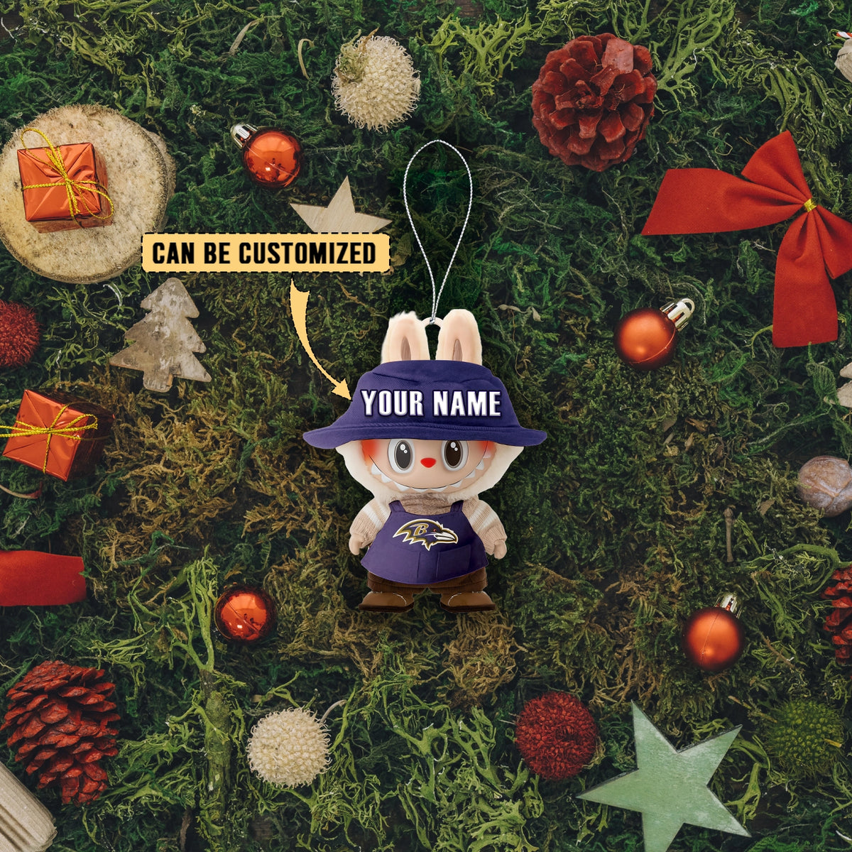 [SPECIAL OFFER] NEW CUSTOMIZED NFL28 BTR BALTIMORE RAVENS LABUBU CHRISTMAS ACRYLIC ORNAMENT