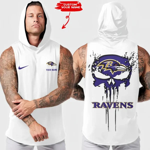 [SPECIAL OFFER] NEW CUSTOMIZED NFL28 BTR BALTIMORE RAVENS HOODED TANK TOP