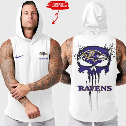 [SPECIAL OFFER] NEW CUSTOMIZED NFL28 BTR BALTIMORE RAVENS HOODED TANK TOP