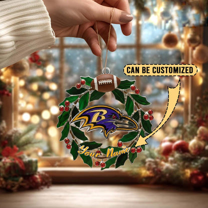 [SPECIAL OFFER] NEW CUSTOMIZED NFL28 BTR BALTIMORE RAVENS CHRISTMAS ACRYLIC ORNAMENT