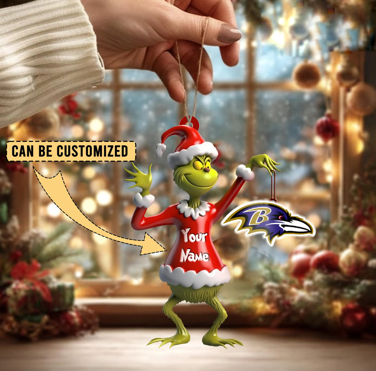 [SPECIAL OFFER] NEW CUSTOMIZED NFL28 BTR BALTIMORE RAVENS CHRISTMAS ACRYLIC ORNAMENT