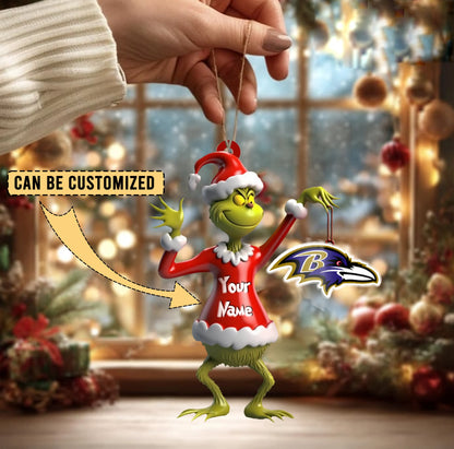 [SPECIAL OFFER] NEW CUSTOMIZED NFL28 BTR BALTIMORE RAVENS CHRISTMAS ACRYLIC ORNAMENT
