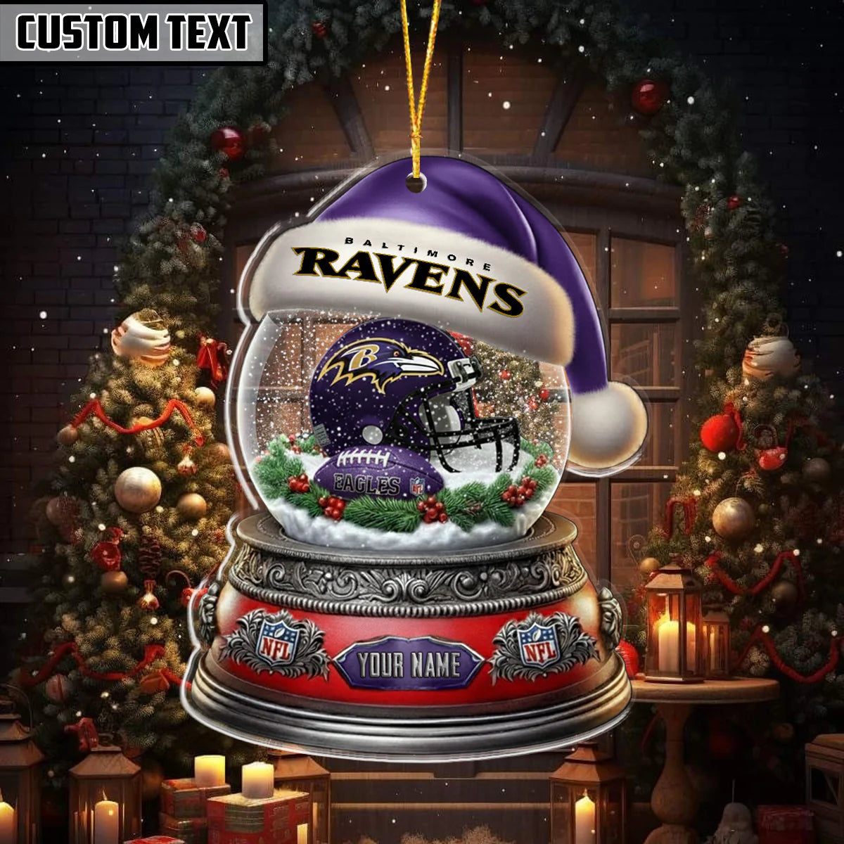 [SPECIAL OFFER] NEW CUSTOMIZED NFL28 BTR BALTIMORE RAVENS CHRISTMAS ACRYLIC ORNAMENT