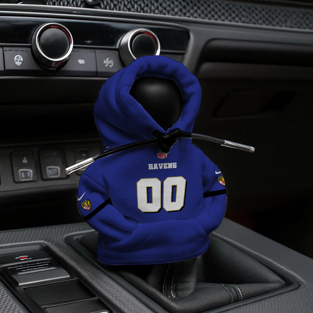[SPECIAL OFFER] NEW CUSTOMIZED NFL28 BTR BALTIMORE RAVENS AUTOMOTIVE HOODIE SHIFT KNOB COVER