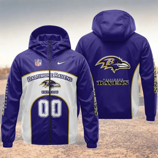 [SPECIAL OFFER] NEW CUSTOMIZED NFL28 BTR BALTIMORE RAVENS WINDBREAKER JACKET