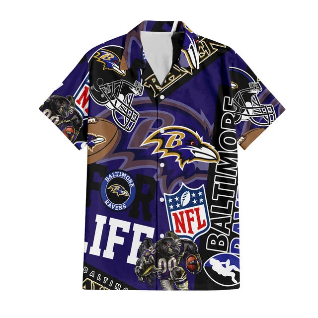 [SPECIAL OFFER] NEW CUSTOMIZED NFL28 BTR BALTIMORE RAVENS UNISEX HAWAIIAN SHIRT & SHORTS SET
