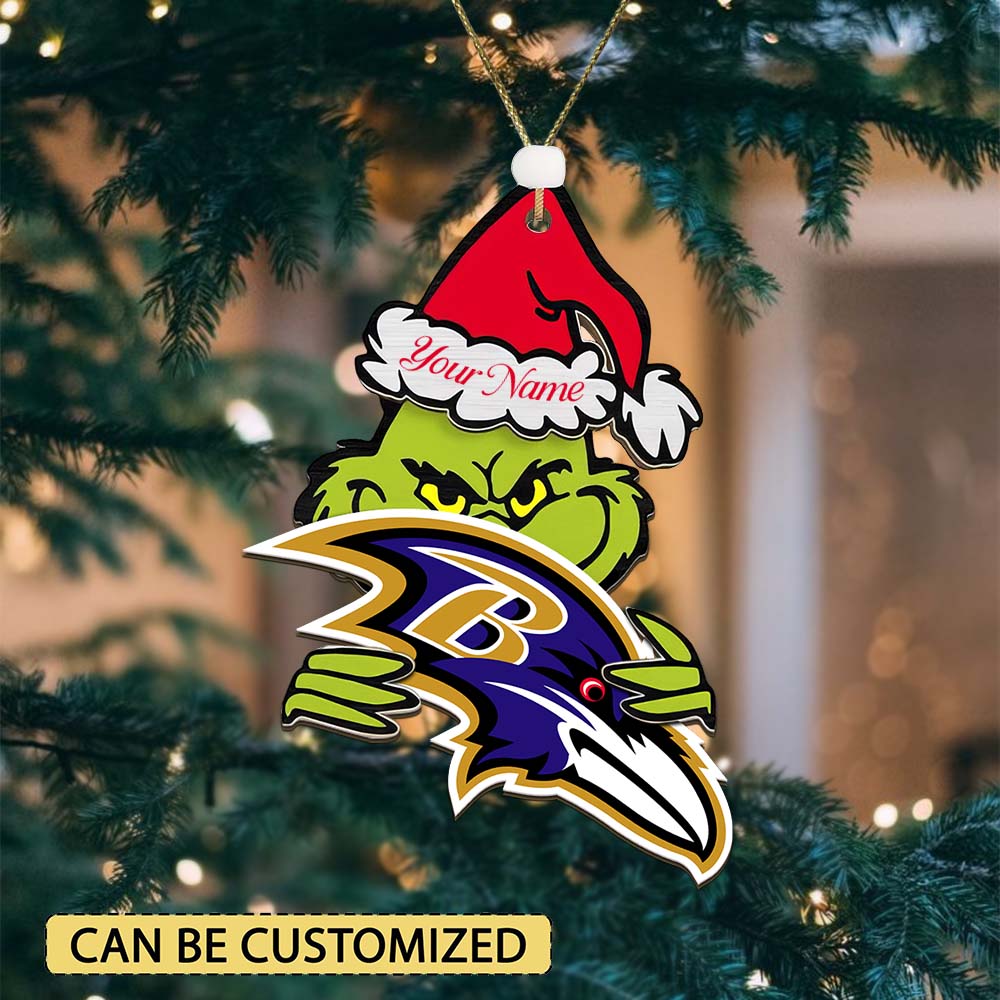 [SPECIAL OFFER] NEW CUSTOMIZED NFL28 BTR BALTIMORE RAVENS CHRISTMAS ACRYLIC ORNAMENT