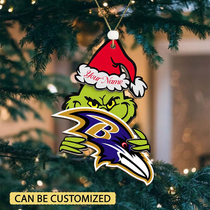 [SPECIAL OFFER] NEW CUSTOMIZED NFL28 BTR BALTIMORE RAVENS CHRISTMAS ACRYLIC ORNAMENT