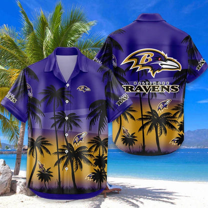 [SPECIAL OFFER] NEW CUSTOMIZED NFL28 BTR BALTIMORE RAVENS UNISEX HAWAIIAN SHIRT & SHORTS SET
