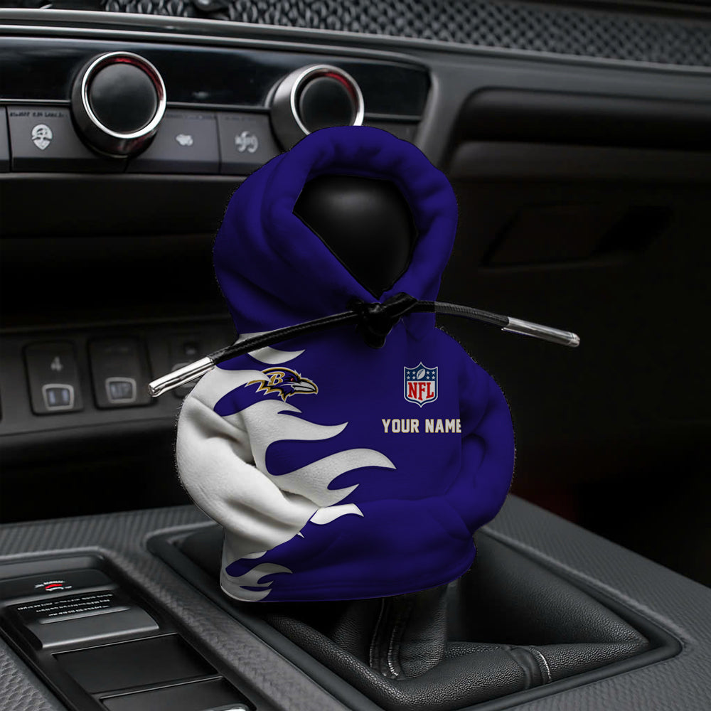 [SPECIAL OFFER] NEW CUSTOMIZED NFL28 BTR BALTIMORE RAVENS CAR HOODIE SHIFT KNOB COVER