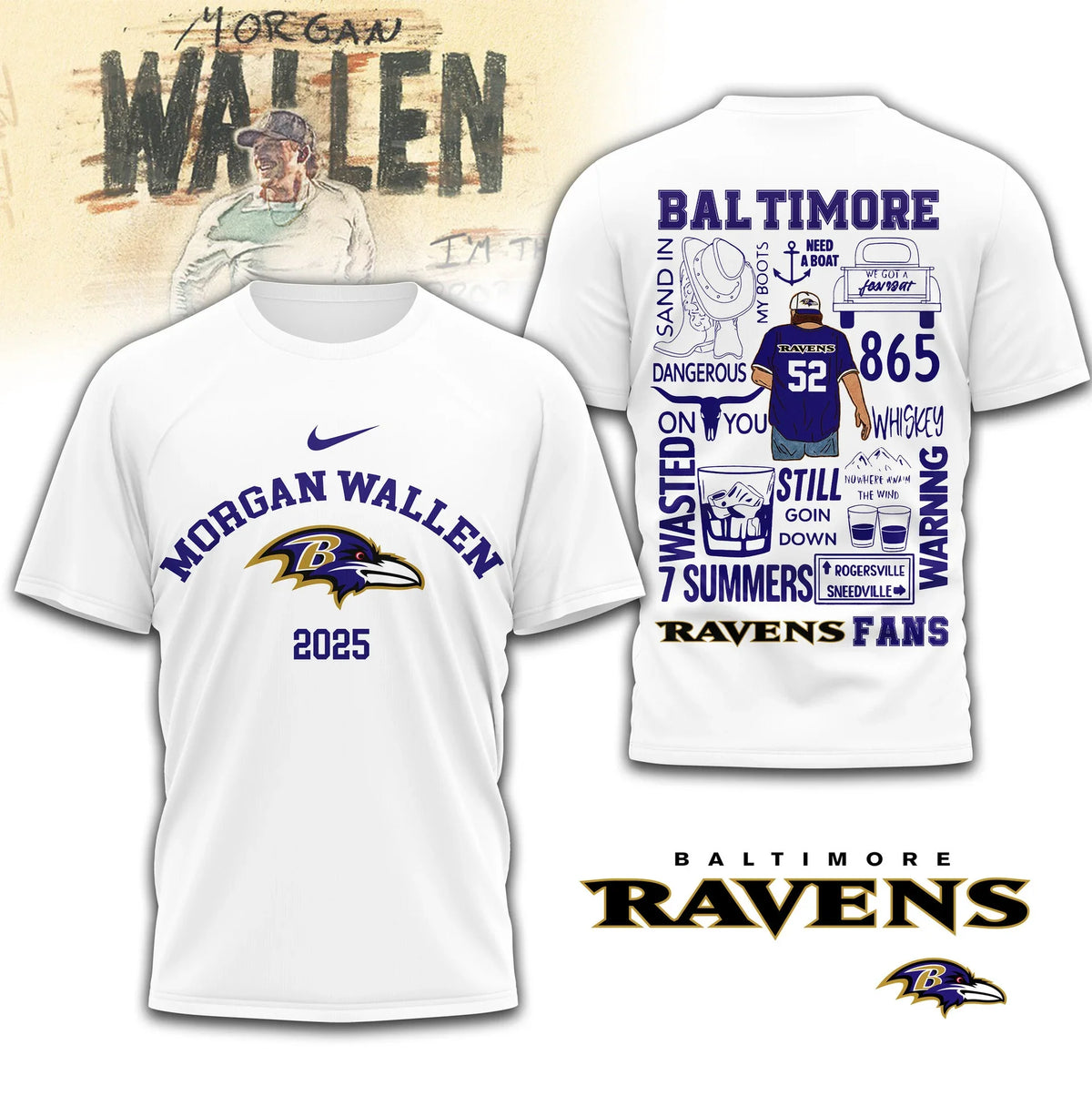 [SPECIAL OFFER] NEW CUSTOMIZED NFL28 BTR BALTIMORE RAVENS T-SHIRT | MULTIPLE COLORS AVAILABLE