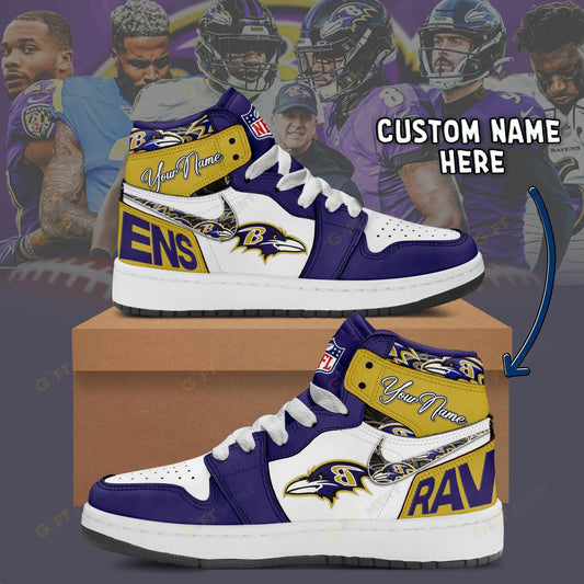 [SPECIAL OFFER] NEW CUSTOMIZED NFL28 BTR BALTIMORE RAVENS AIR JORDAN 1