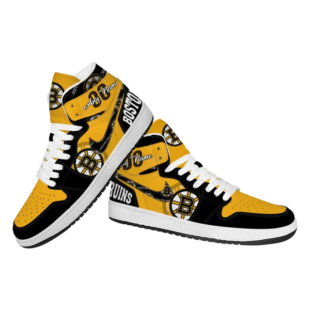 [SUPER SALE] NEW CUSTOMIZED NHL02 BT BRUINS AIR JORDAN SNEAKERS