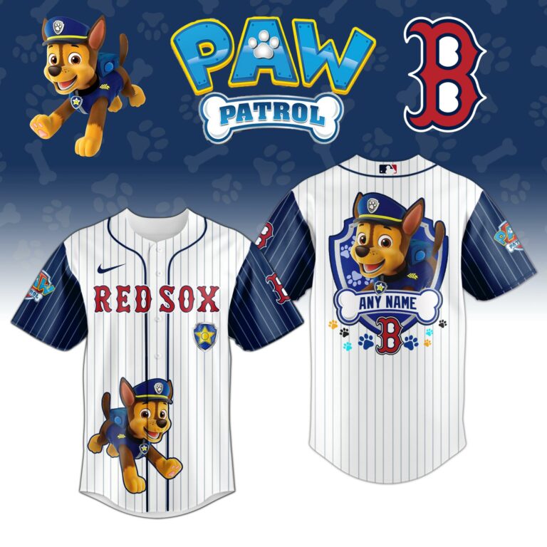 [FLASH SALE] NEW CUSTOMIZED MLB03 BRS BOSTON RED SOX x PAW PATROL BASEBALL JERSEY & CAP