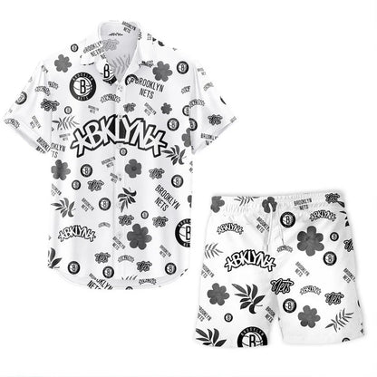 [HOT DEAL] NEW CUSTOMIZED NBA25 BNE BROOKLYN NETS UNISEX HAWAIIAN SHIRT & SHORTS SET