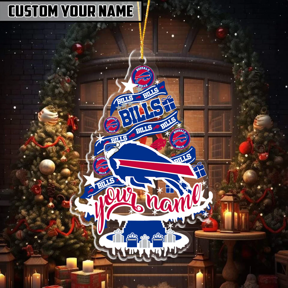 [SPECIAL OFFER] NEW CUSTOMIZED NFL03 BFB BUFFALO BILLS CHRISTMAS ACRYLIC ORNAMENT