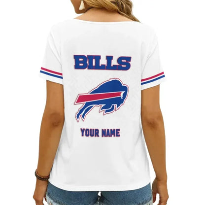 [SPECIAL OFFER] NEW CUSTOMIZED NFL03 BFB BUFFALO BILLS V-NECK FEMALE SHIRT