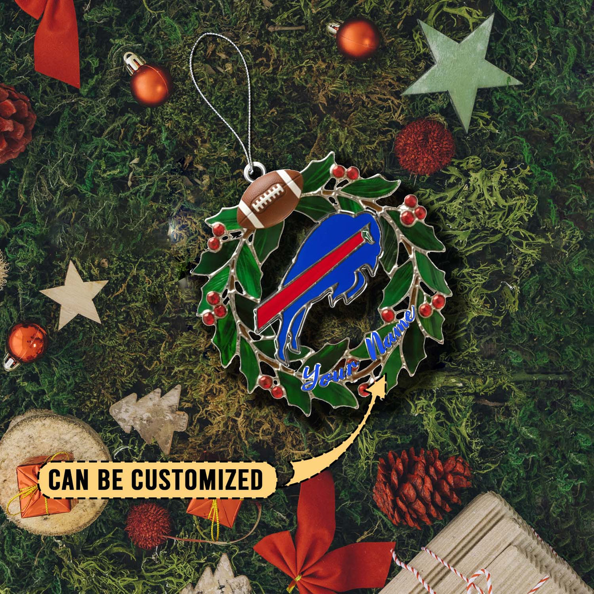[SPECIAL OFFER] NEW CUSTOMIZED NFL03 BFB BUFFALO BILLS CHRISTMAS ACRYLIC ORNAMENT