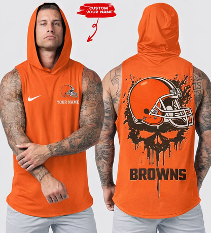 [SPECIAL OFFER] NEW CUSTOMIZED NFL29 CLB CLEVELAND BROWNS HOODED TANK TOP