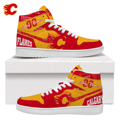 [SUPER SALE] NEW CUSTOMIZED NHL17 CG FLAMES AIR JORDAN SNEAKERS
