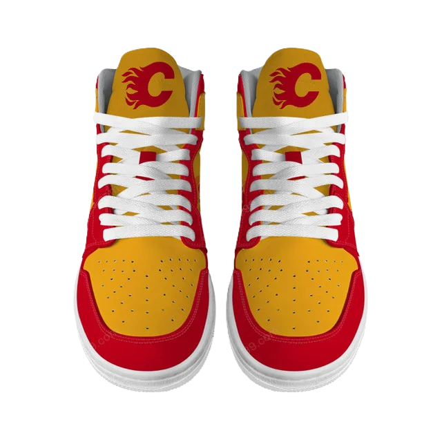 [SUPER SALE] NEW CUSTOMIZED NHL17 CG FLAMES AIR JORDAN SNEAKERS