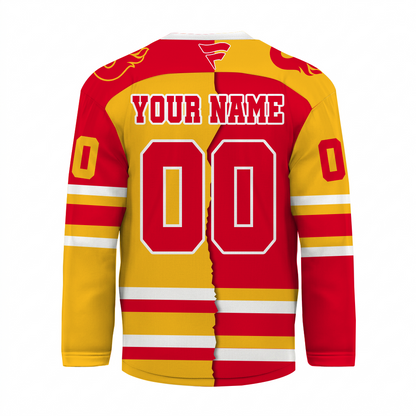 [SUPER SALE] NEW CUSTOMIZED NHL17 CGF CALGARY FLAMES UNISEX HOCKEY JERSEY