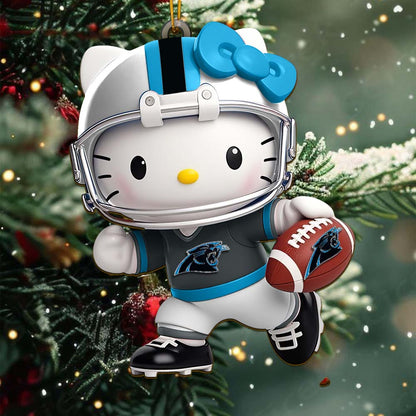 [SPECIAL OFFER] NEW CUSTOMIZED NFL23 CLP CAROLINA PANTHERS HELLO KITTY ACRYLIC ORNAMENT