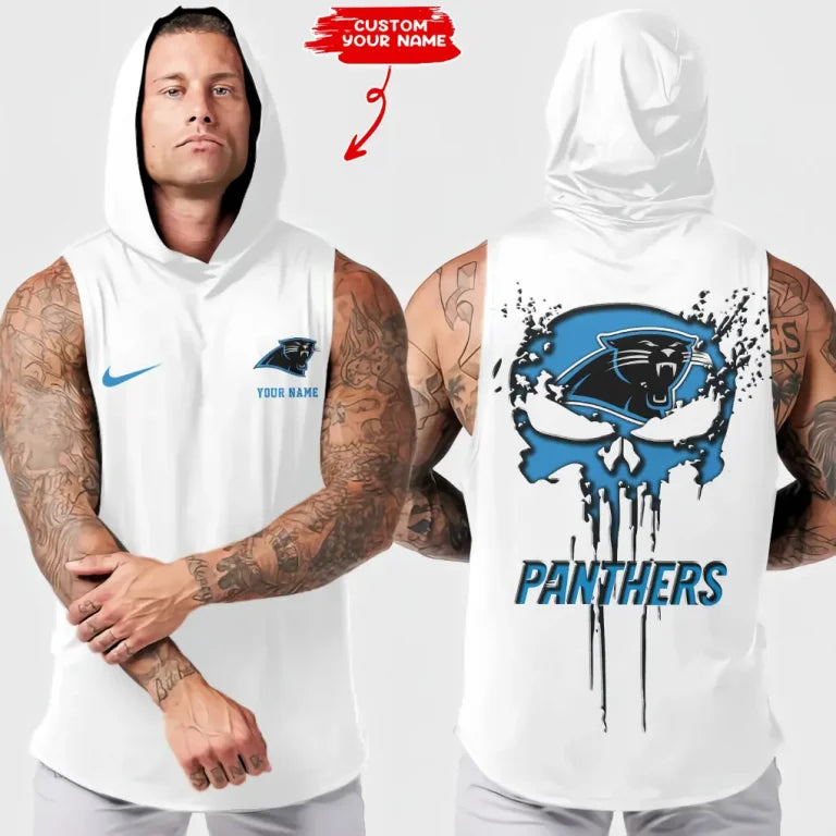 [SPECIAL OFFER] NEW CUSTOMIZED NFL23 CLP CAROLINA PANTHERS HOODED TANK TOP