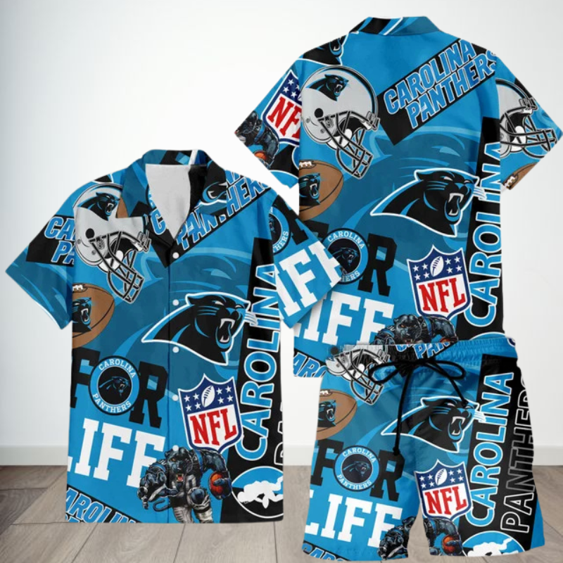 [SPECIAL OFFER] NEW CUSTOMIZED NFL23 CLP CAROLINA PANTHERS UNISEX HAWAIIAN SHIRT & SHORTS SET