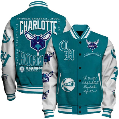 [HOT DEAL] NEW CUSTOMIZED NBA27 CHO CHARLOTTE HORNETS BASEBALL JACKET, SATIN VARSITY JACKET