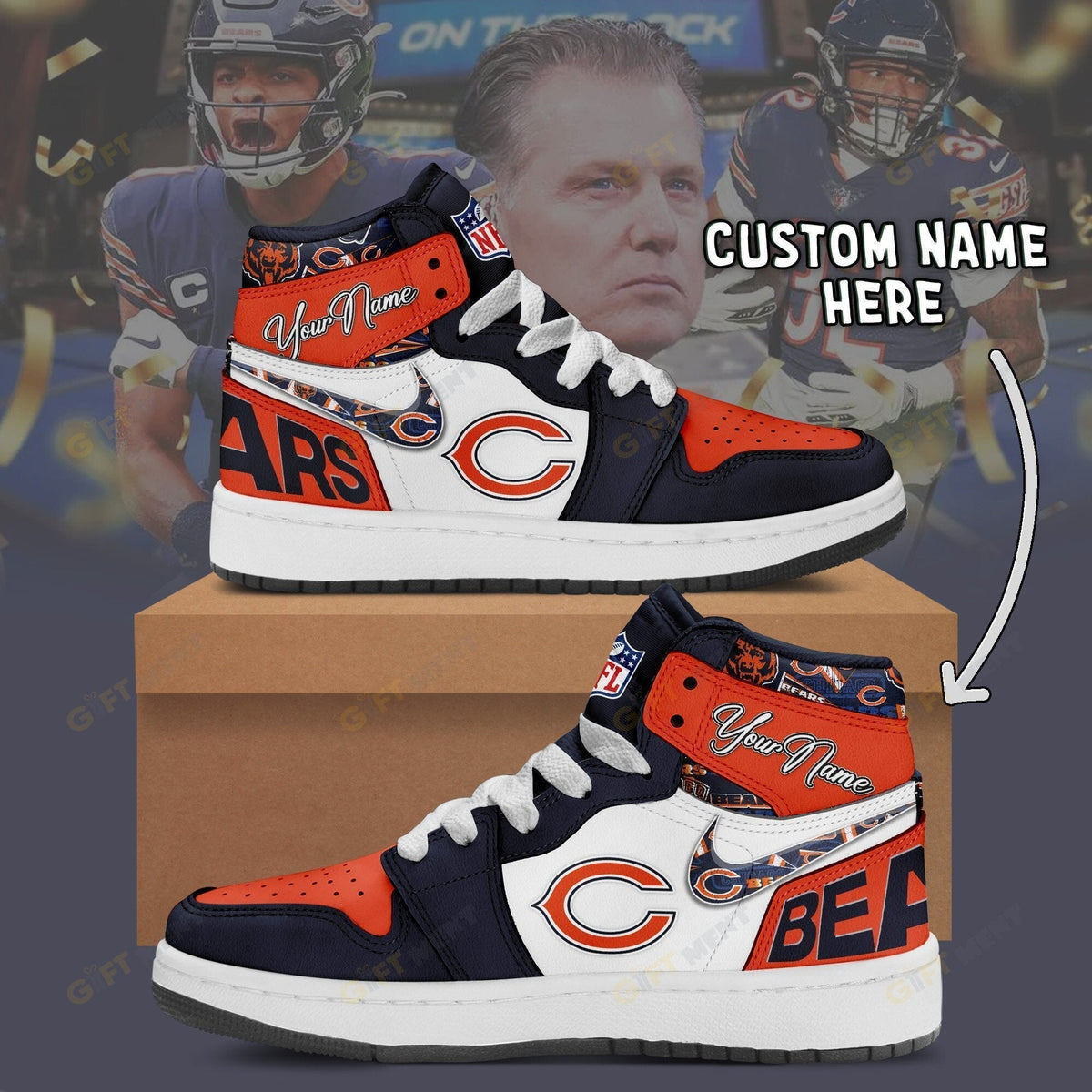 [SPECIAL OFFER] NEW CUSTOMIZED NFL26 CCB CHICAGO BEARS AIR JORDAN 1