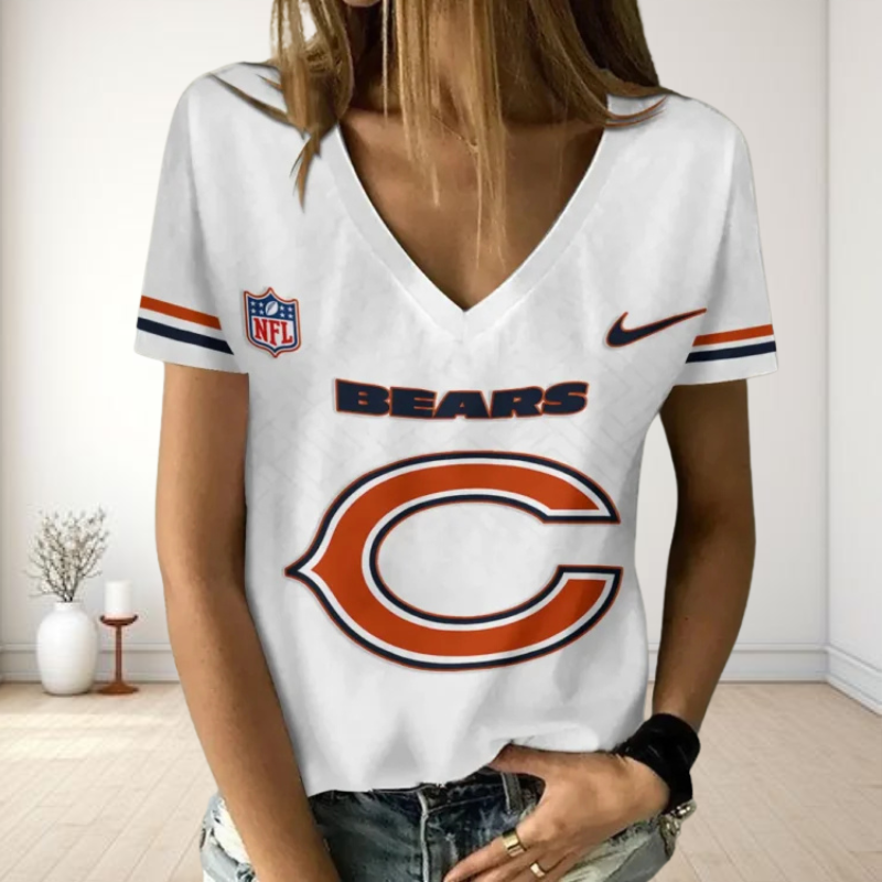 [SPECIAL OFFER] NEW CUSTOMIZED NFL26 CCB CHICAGO BEARS V-NECK FEMALE SHIRT
