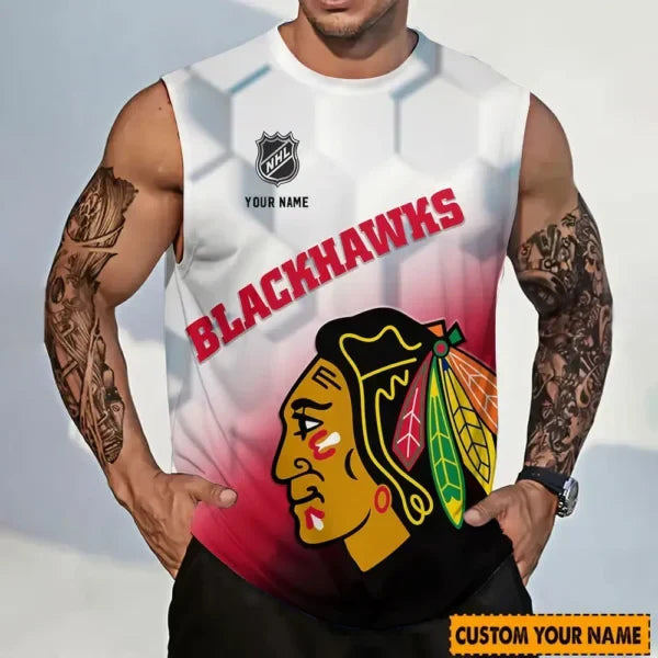 [SUPER SALE] NEW CUSTOMIZED NHL08 CBH CHICAGO BLACKHAWKS TANK TOP & GYM SHIRT
