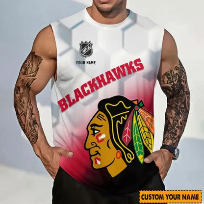[SUPER SALE] NEW CUSTOMIZED NHL08 CBH CHICAGO BLACKHAWKS TANK TOP & GYM SHIRT