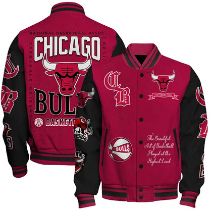 [HOT DEAL] NEW CUSTOMIZED NBA19 CBU CHICAGO BULLS BASEBALL JACKET, SATIN VARSITY JACKET