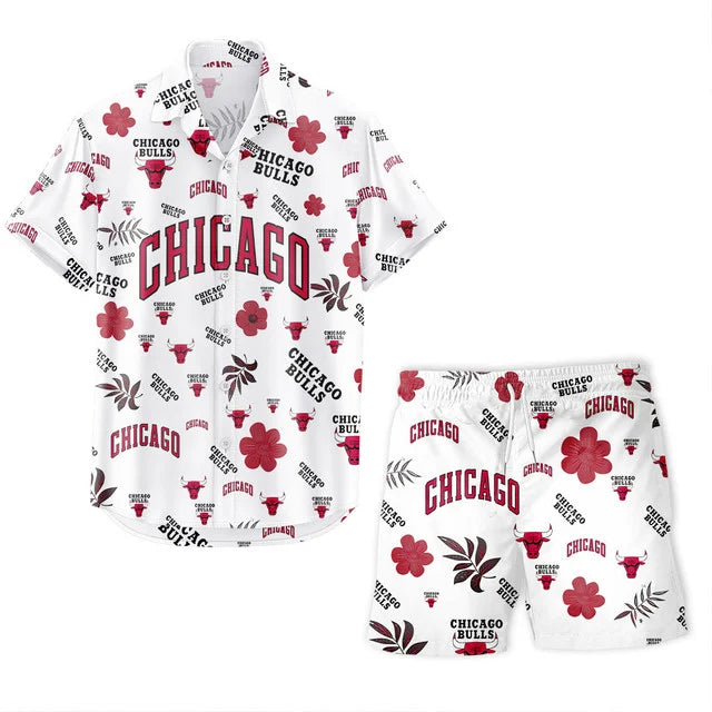 [HOT DEAL] NEW CUSTOMIZED NBA19 CBU CHICAGO BULLS UNISEX HAWAIIAN SHIRT & SHORTS SET