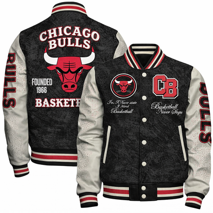 [HOT DEAL] NEW CUSTOMIZED NBA19 CBU CHICAGO BULLS BASEBALL JACKET, SATIN VARSITY JACKET