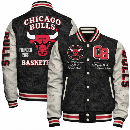 [HOT DEAL] NEW CUSTOMIZED NBA19 CBU CHICAGO BULLS BASEBALL JACKET, SATIN VARSITY JACKET