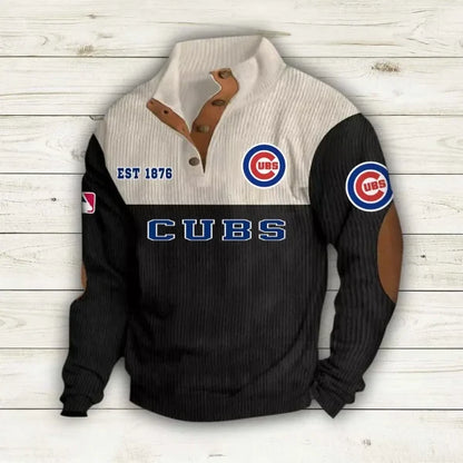 [FLASH SALE] NEW CUSTOMIZED MLB04 CCS CHICAGO CUBS BUTTON SWEATSHIRTS STAND COLLAR