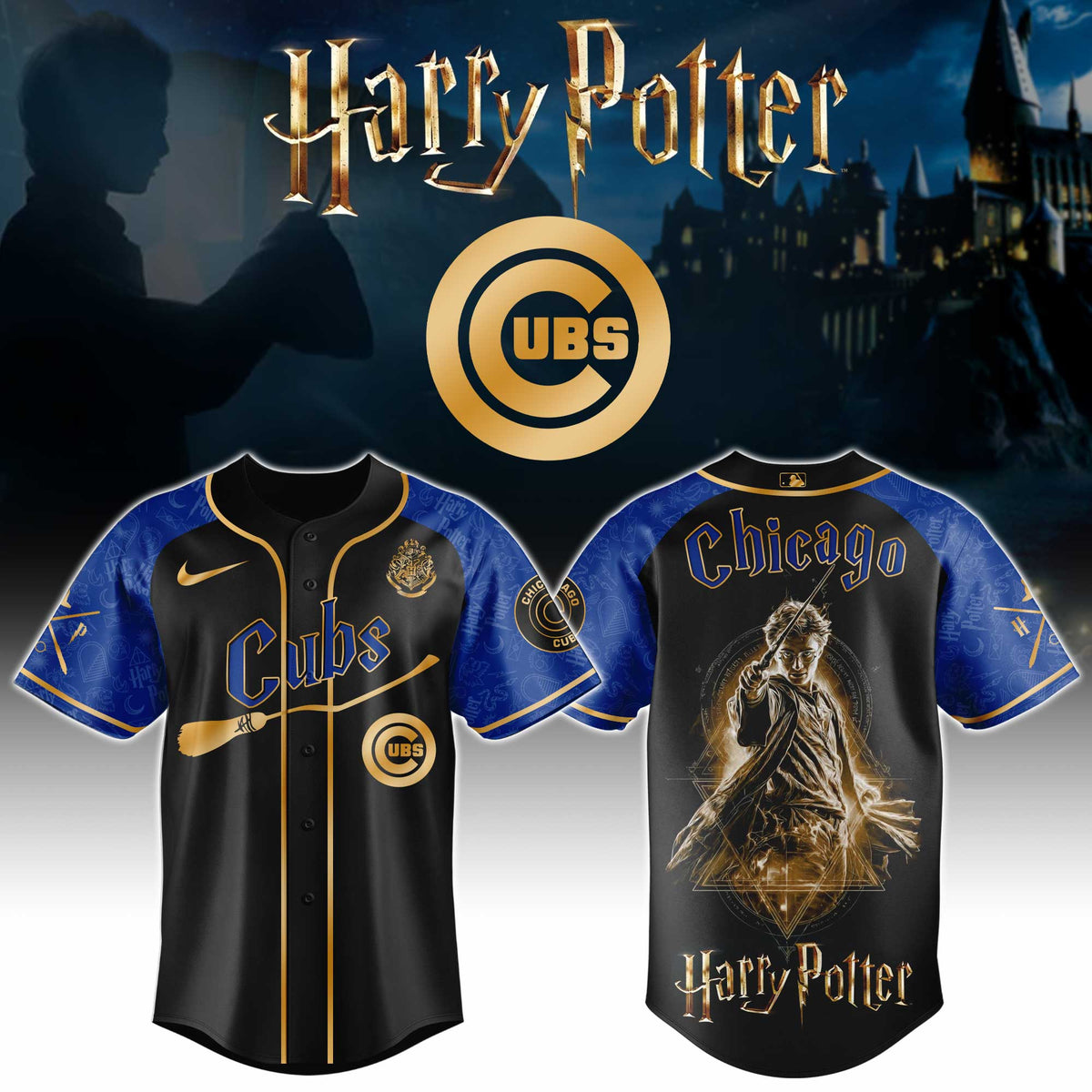 [FLASH SALE] NEW CUSTOMIZED MLB04 CCS CHICAGO CUBS x HARRY POTTER BASEBALL JERSEY & CAP