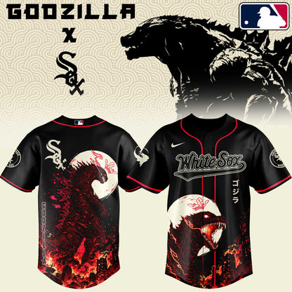 [FLASH SALE] NEW CUSTOMIZED MLB26 CWS CHICAGO WHITE SOX x GODZILLA BASEBALL JERSEY & CAP