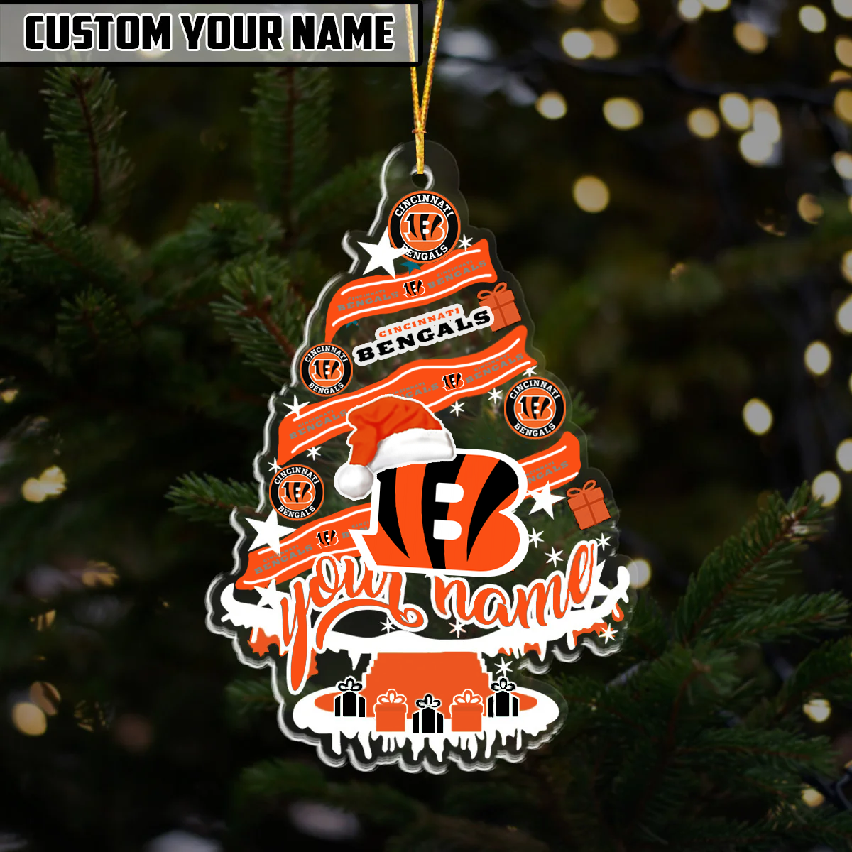 [SPECIAL OFFER] NEW CUSTOMIZED NFL16 CCB CINCINNATI BENGALS CHRISTMAS ACRYLIC ORNAMENT
