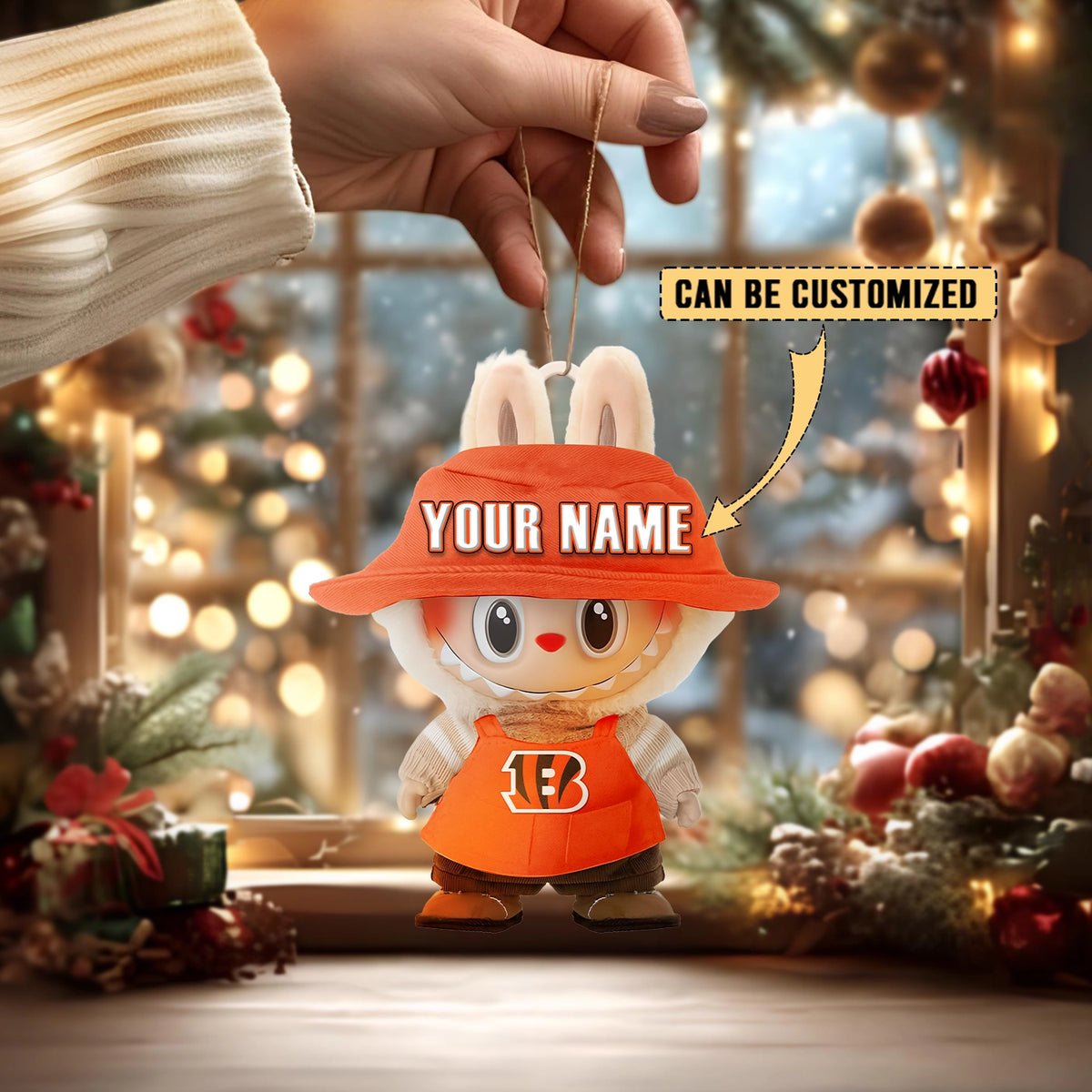 [SPECIAL OFFER] NEW CUSTOMIZED NFL16 CCB CINCINNATI BENGALS LABUBU CHRISTMAS ACRYLIC ORNAMENT