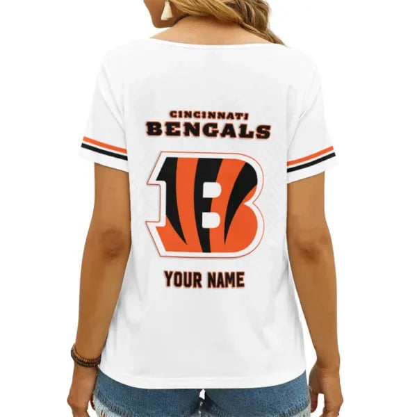 [SPECIAL OFFER] NEW CUSTOMIZED NFL16 CCB CINCINNATI BENGALS V-NECK FEMALE SHIRT