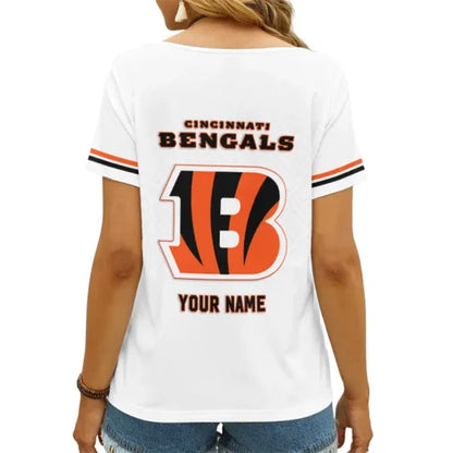 [SPECIAL OFFER] NEW CUSTOMIZED NFL16 CCB CINCINNATI BENGALS V-NECK FEMALE SHIRT